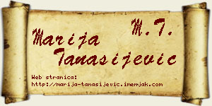 Marija Tanasijević vizit kartica